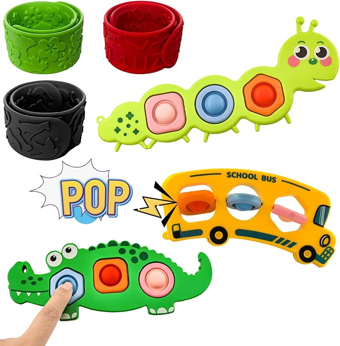 Easter Gifts for Kids 6Pc Fidget Popper Toys for Kids Sensory Strips Sensory Push and Popping Bubbles Montessori Busy Toy,Textured Suction Sensory Toys for with Autism, Pop for Classroom Gifts