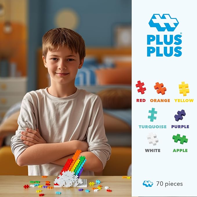 PLUS PLUS Rainbow Mix Tube - Mini Interlocking Building Blocks Set | Roadtrip Essentials for Kids, Sensory Bin Fillers, Math Manipulatives, Classroom Must Haves, Kids Airplane Activities