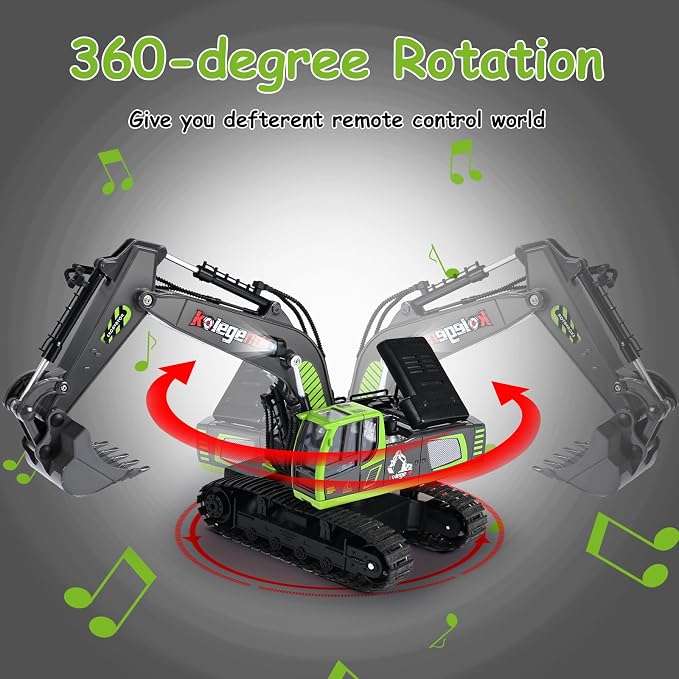 Remote Control Excavator Toy 16 Inch, 11 Channel RC Construction Vehicles Hydraulic Haulers Digger Toys Gift for 6 7 8 9 10 Years Old Kids Boys