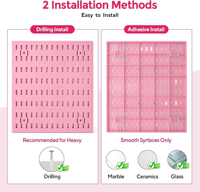 Pink Peg Board, 24"x36" Pegboard Wall Organizer, Includes 6PCS Pink Peg Boards and Accessories, Plastic Peg Board Panels for Craft Room, Office, Kitchen, Gaming Room