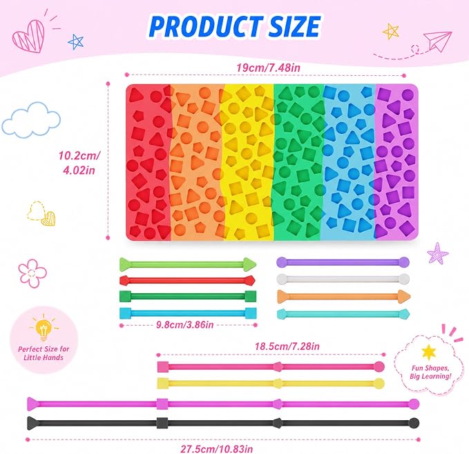 Sensory Activity Board, Fidget Toys for Kids & Adults with Shape Matching, Quiet Busy Board for Travel, Airplane, Car & Classroom, Calming Sensory Toy for Focus & Relaxation, Autism & ADHD Support