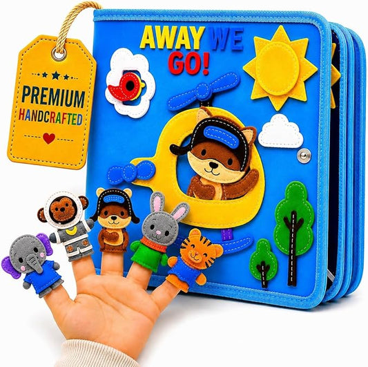 Busy Book for Toddlers 1–3 – Montessori Busy Board & Educational Toys for 2 Year Old – Away We Go Travel Activity Book