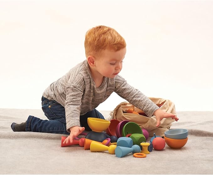 tickit Rainbow Wooden Super Set, Set of 84, 12 Shapes & 7 Colors | Loose Parts Play Set for Babies and Toddlers 10m+, Inspire Curiosity and Open-Ended Play