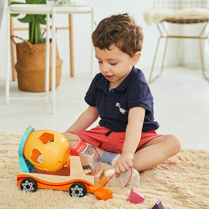 TOP BRIGHT Wooden Shape Sorter Toys for Toddlers Learning Sort and Match for 2 Year Old | 7 Wooden Blocks, Shape sorter truck, Color and shape matching, Hands-on learning for toddlers 2+