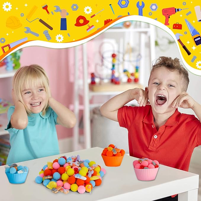 167pcs Tool Sensory Bin Filler Fine Motor Toys Kids Tool Box Sensory Bin Items Tape Measure Toy Drill Hammer Pliers Open-End Combination Wrench Hard Hat Hand Saw for Preschool Education Activities