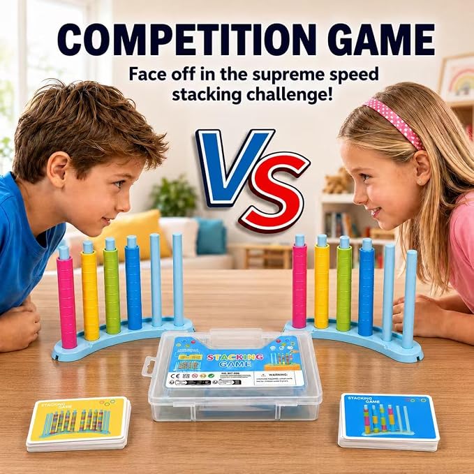 2 Pack Color Matching Challange Game, Stacking Table Games with Storage Box | Board Games for Plus Fun Party, Family Night, Classroom, Toys Gift for Kids Ages 3-12, Teens, Adults and Family