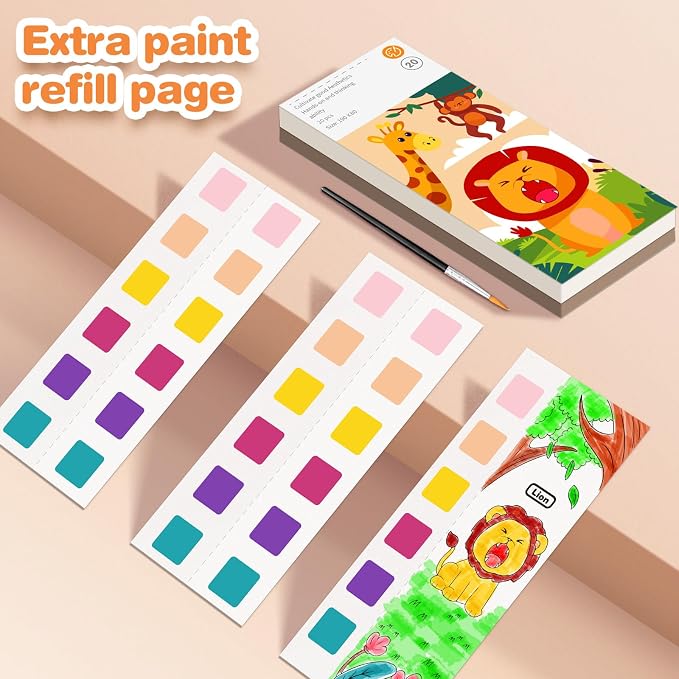 ZHOC Paint with Water Coloring Books for Kids, Pocket Mess Free Watercolor Painting Sets for Kids Ages 3 4 5 6 7 8+, Water Color Paint Set Arts and Crafts Gift for Boys Girls, Animals