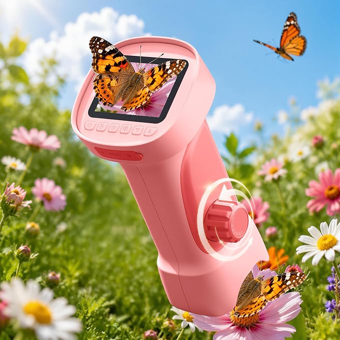 1000X Handheld Digital Microscope for Kids with 2.4" IPS Screen | Portable Educational STEM Microscope Toy with Photo/Video, 8 LEDs, Manual Focus, Rechargeable for Ages 4-12 Boys & Girls