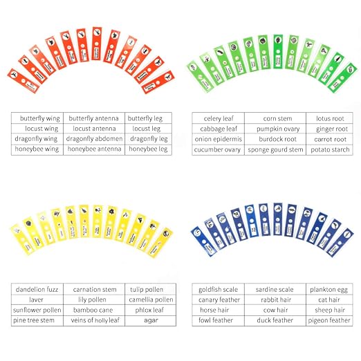 48 Prepared Microscope Slides Set of Animals Insects Plants Flowers, Biological Learning Resource Specimens for Kids Beginner Classroom Basic Science Education