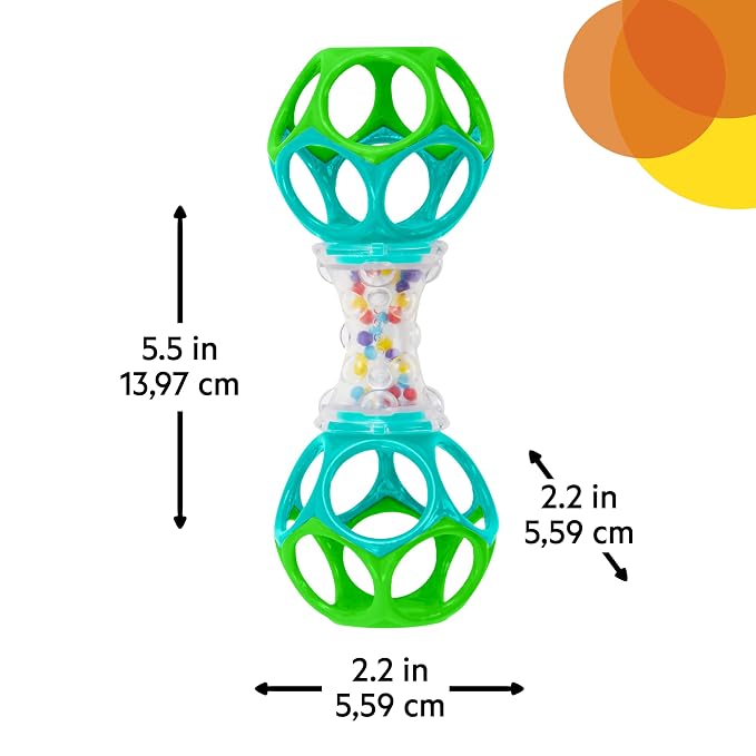 Bright Starts Easy-Grasp Oball Bundle Gift Set - Grasp The Day, Ball and Rattle Toys 2-Pack, BPA Free, Unisex, Newborn+