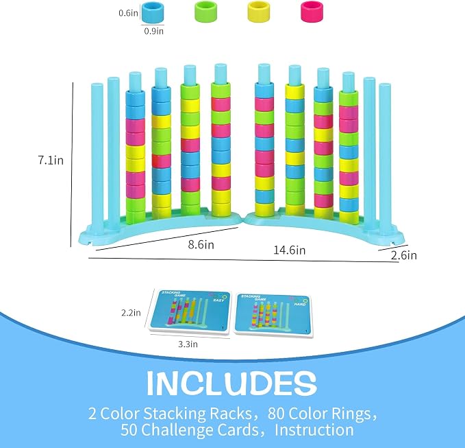 iuuoi Color Matching Challenge Game 2 Pack – Fast Pattern Color Sorting & Stacking Toys, Fun Family Board Game for Kids 6-8-12 & Adults, 2 Player Birthday Gift for Boys Girls, Sensory Toys for Autism