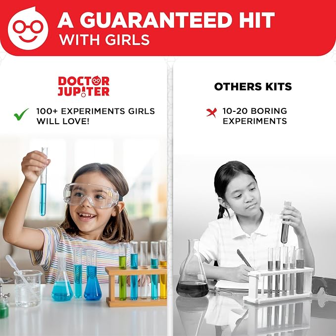 Doctor Jupiter Girls' First Amazing Science Experiments Kit for Ages 4+ | Birthday Gift Ideas for Girls 4, 5, 6, 7, 8 Year Olds, Science Kits for Kids Ages 5-7, STEM Educational Toys