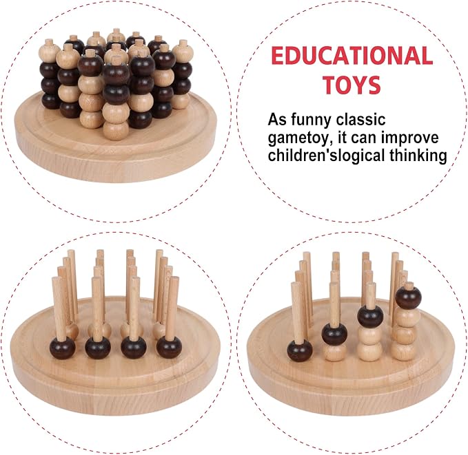 GOTHINK Portable 3D Wooden Four in a Row Board Games for Adults & Kids- 4 in a Row Game Set with Birch Chess for Family Night Games Birthday & Holiday Party Toy Gifts - Challenge Your Mind