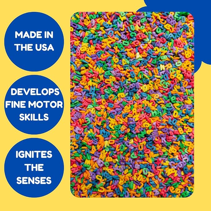 Sensory Rice, Alphabet Sensory Bin Filler, Colored Rice (3 Cups) | Sensory Table Filler