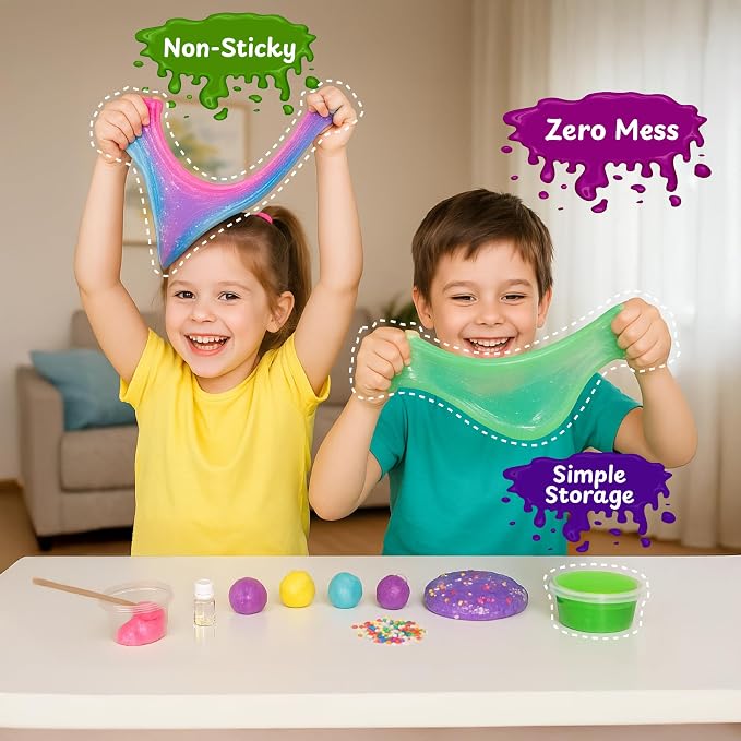 DIY Slime Making Kit for Kids 4+ Years, Create Glitters, Includes Moulds | Unicorn Dinosaur Mermaid Themes, Instruction Manual & Collectibles Inside, Birthday Gift for Boys & Girls