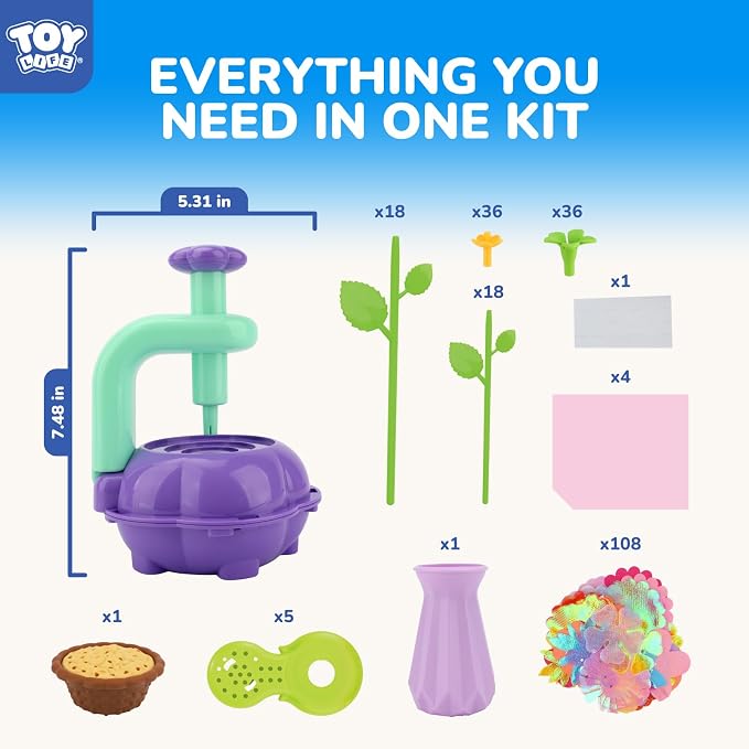 TOY Life DIY Flower Bouquet Craft Kit for Girls, Ages 3-8 | Reusable fabric pieces, hands-on STEM activity, birthday gift & Easter basket idea