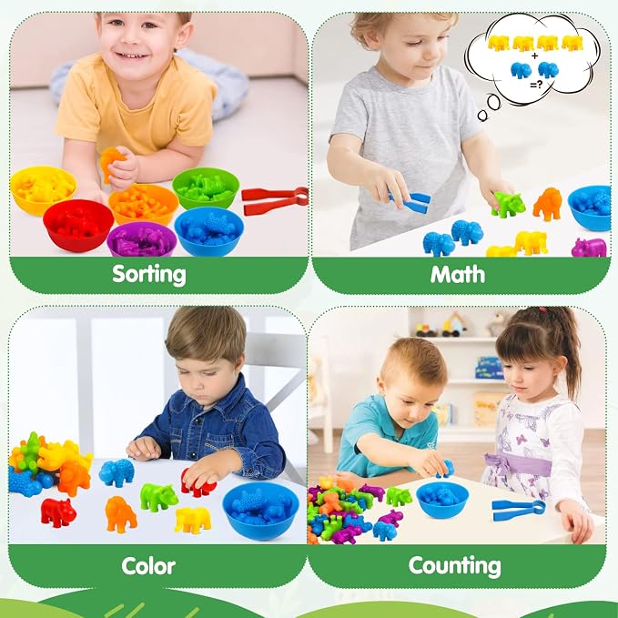 TSYAN Counting Toys Matching Game for Kids with Sorting Bowls Preschool Learning Educational Activities Toys Color Classification and Sensory Game Set Toddler Fine Motor Toys for Kid