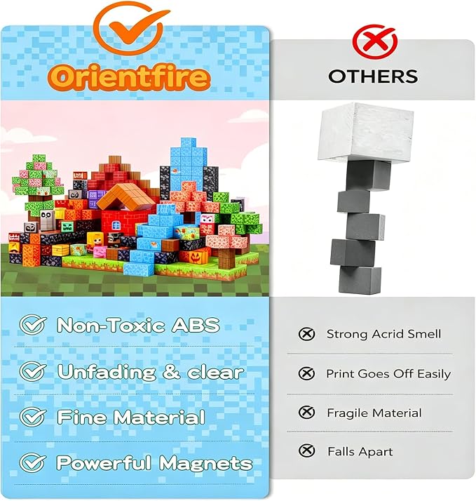 208PCS Magnetic Building Blocks Set for Kids Ages 3-8, 0.8in Magnetic Cubes STEM Construction Toy, 3D Magnet Building Blocks for Boys Girls, Birthday