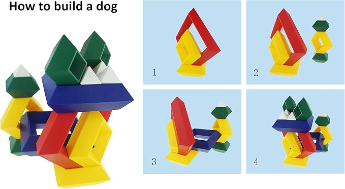 KUTOI Pyramid Stacking Toy Building Blocks 3D Puzzle Brain Teasers for Kids and Adults-Creative Preschool Learning Activities- Toddler Building Toys, Kids Blocks for 3 Year Old Boys & Girls