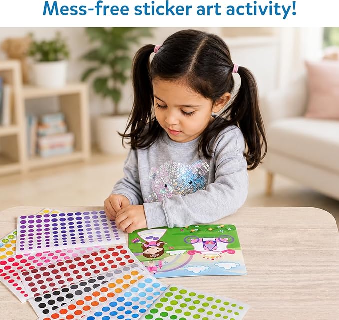 Skillmatics Dot It Sticker Art – Unicorns & Princesses, Craft Kit for Kids | 500+ Stickers, DIY Scrapbooking Activity, Screen-Free Travel Toys, Gift for Toddlers, Girls & Boys Ages 3, 4, 5, 6, 7