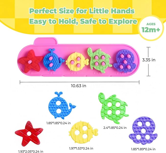 Montessori Toys for 1+ Year Old, Silicone Baby Stacking Shape Color Sorting Toys for Toddlers 1-3, Preschool Learning Activities Toddler Games, 1 2 3 Year Old Girls Boys Birthday Gifts