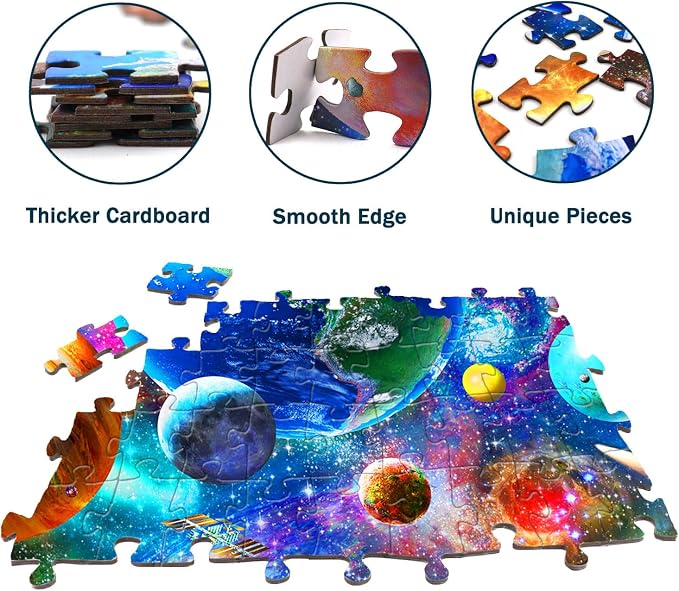 Puzzles for Kids Ages 6-8 8-10 Year Old - 200 Piece Solar System Planets | Educational Space Learning Toys Jigsaw Puzzles for 6 7 8 9 10 11 12 Years Old Boys and Girls.Birthday and Holiday Gifts