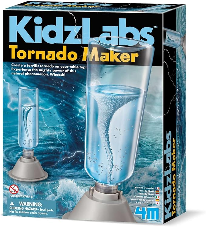 Rhode Island Novelty 4M KidzLabs Tornado Maker Kit - STEM, Science Lab | Create a spinning vortex in a water bottle; battery powered weather experiment for STEM classrooms and science fairs