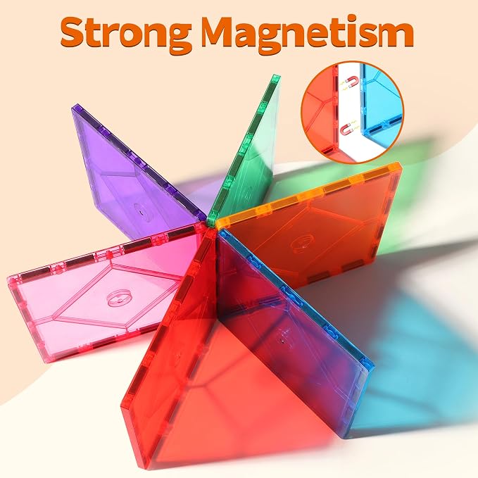 8 Piece Large Square Shape Magnetic Tiles Kids Toys for Kids Ages 3-5 4-8 | Magnetic Building Blocks STEM Magnet Building Set Preschool Learning Magnet, Sensory Montessori Toys for 3+ Boys and Girls