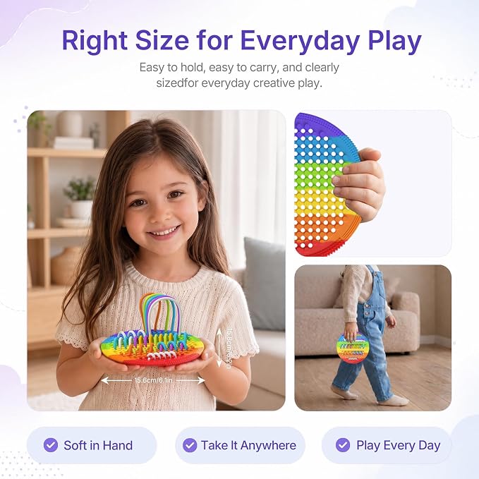Silicone Sensory Activity Board for Toddlers Fine Motor Skills Fidget Toys | Kids calming noodles threading board eases anxiety ADHD autism portable classroom airplane office gift for adults all ages