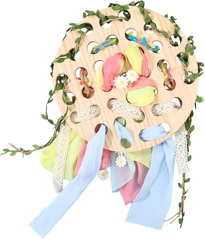 COTTOVE Wooden Lacing Toys Open Ended Busy Board with Play Silks