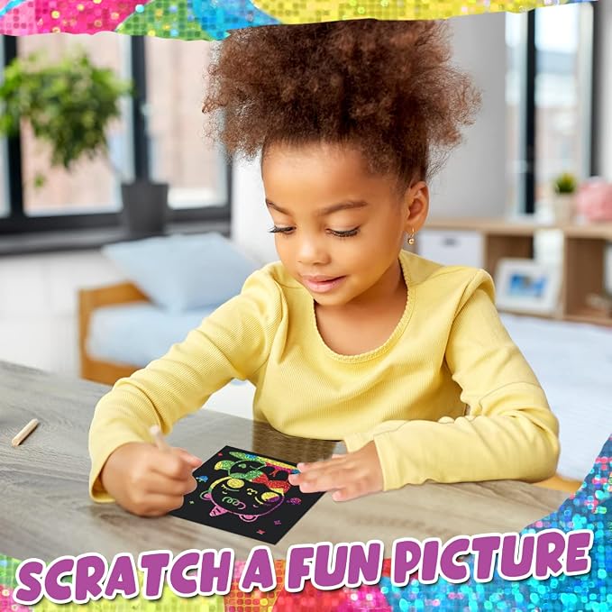 ZMLM 165 Pcs Rainbow Scratch Paper Art Notes - Crafts for Kids Ages 4-8 | Mess Free Classroom Prizes,1st 2nd 3rd Grade School Activity Bulk, Back to School Gifts for Students from Teacher