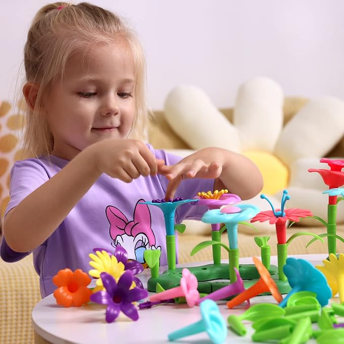 Birthday Toys Gifts for 3 4 5 6 Years Old Boys Girls,Upgrade DIY Flower Garden Building Toy,STEM Educational Kids Toys Preschool Kindergarten Arts and Crafts Toy