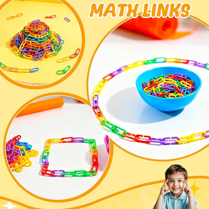Bbiamsleep 600 Pcs Plastic Chain Links, 6 Colors Linking Activity Kit | Plastic Links Fine Motor Skills for Color Recognition Counting Sorting Skills