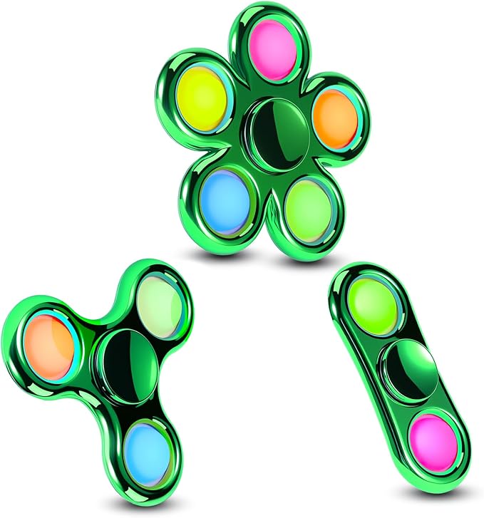 FIGROL Fidget Toys 3 Pack,Pop Fidget Spinner for Kids & Adults Relieves Stress and Calm Down,Sensory Toys for Kids with Autism ADHD Toys(Green)