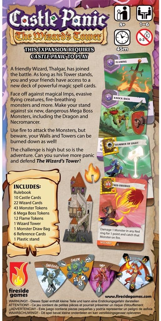 Fireside Games Castle Panic: The Wizard's Tower Strategy Expansion | Requires Castle Panic base game, New challenges, Additional components, Cooperative strategy, Fantasy theme