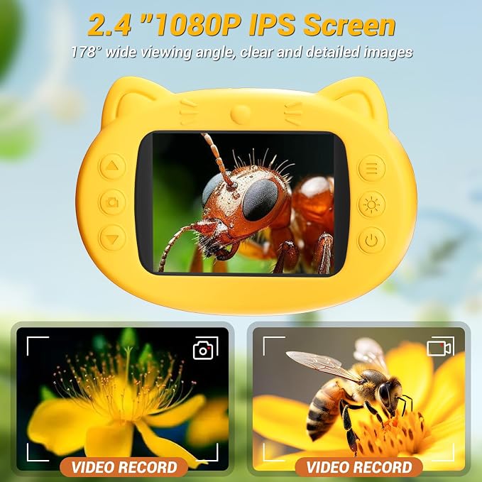 Kids Microscope: 1000X Handheld Pocket Microscope for Photo and Video Portable Science Kits STEM Toys – Christmas/Birthday Gifts for Girls & Boys Ages 3-12(Orange)