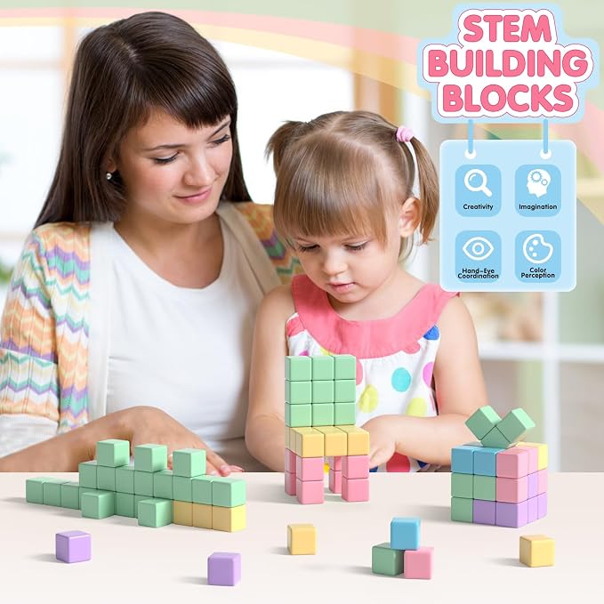 Apluses 32pcs Magnetic Blocks Building Cubes for Kids, Classroom Must Haves Creative Learning Kids Gifts, Preschool Montessori Sensory Autism Magnet Toys for Boys and Girls Ages 3 4 5 6