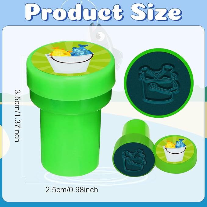 Cinrobiye 24 Pcs Gone Fishing Stampers Party Favor Set, Cute Fishing Theme Stamps for Kids Birthday Party, Classroom Rewards, Carnival Prizes, Goody Bag Fillers, Outdoor Adventure Party Supplies