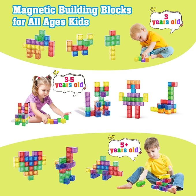 Magnetic Building Blocks, 1.4 inch Large Magnet Cubes for Toddlers (30 PCS) | Sorting & Stacking Toys, Safe Size, Sensory Play, Montessori Learning, CPC Certified, Preschool Activities, Early Educational