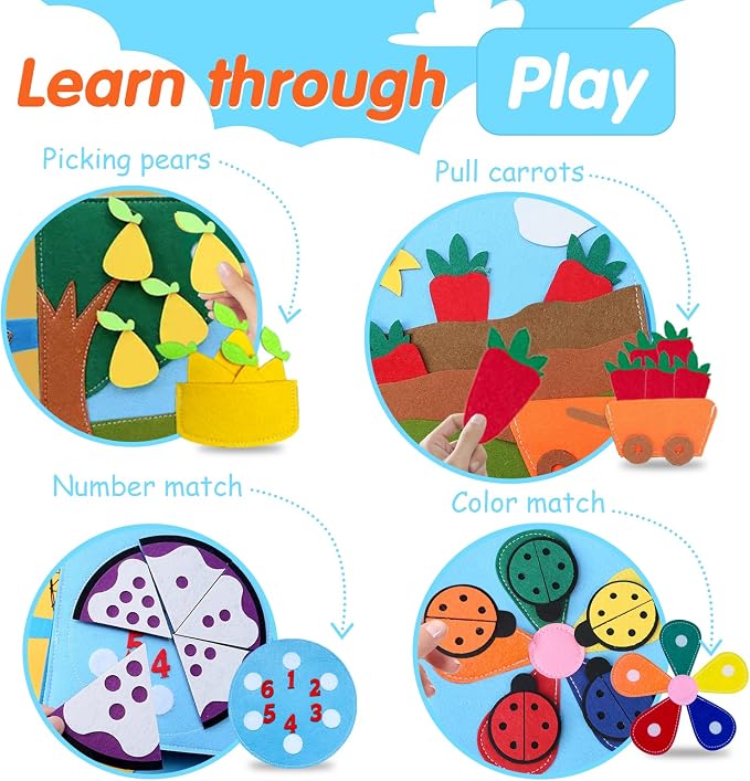 Montessori Farm Busy Book for Toddlers,Montessori Toy for 3 4 5 Years Old Boy Girl-Busy Quiet Book with Life Skills, Color Sorting, Counting Number, Autism Sensory Toy for Airplane Travel