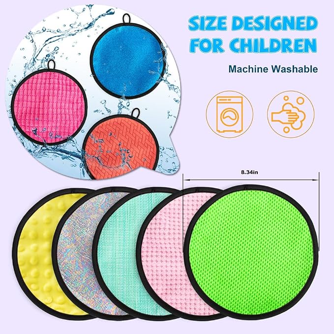 16 Set Round Montessori Sensory Mini Mats Textured Sensory Tiles ＆ Wall | Sensory Toys for Autistic Children, Babies, and Toddlers with Sensory Issues, Tactile Sensory Walls and Sensory Play