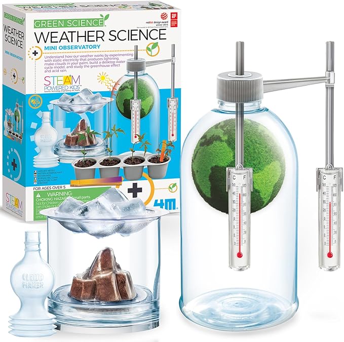 4M Green Science Weather Science Kit - DIY Mini Observatory & STEAM Toy | Explore static electricity, water cycles and cloud formation with this educational science lab for kids aged 5 and up