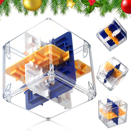 1 Sets Large Labyrinth 3D Maze Cube Puzzle Maze Game Gravity 3D Puzzle Cube Brain Teaser Ball Games for Kids Education Sensory Toys Gift for Adults (24-Sided,Wood)