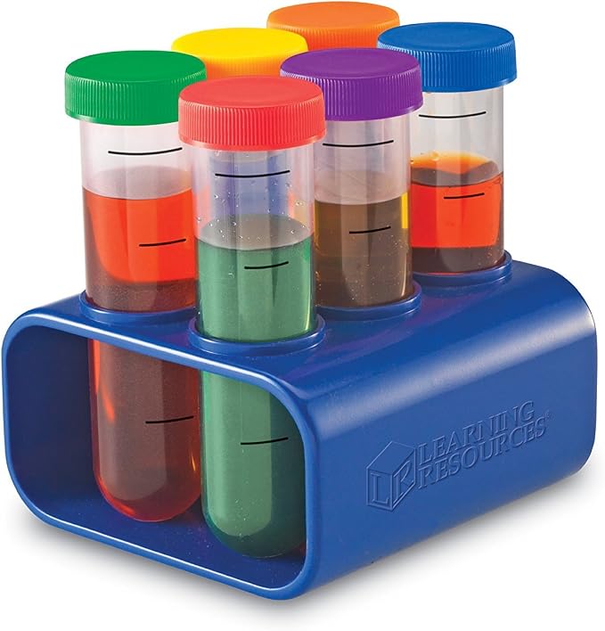 Learning Resources Primary Science Jumbo Test Tubes with Stand | Classroom Test Tubes, STEM Activity, Set of 6 Tubes, Ages 3+