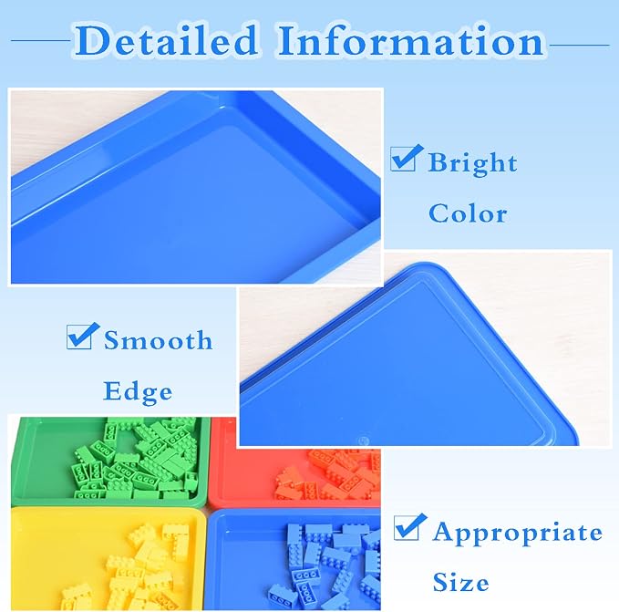 10 Pack Plastic Art Trays: 8 Color Sensory Trays for Kids Crafts & DIY Projects