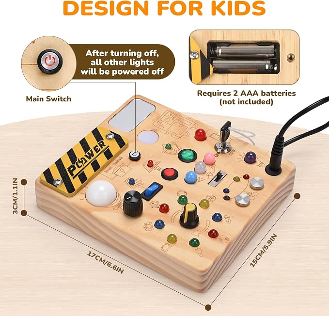 Busy Board for Toddlers - Montessori Toys for 1-3 Year Old Boys & Girls | 12 Switches & 22 Lights Sensory Activity Board, Develops Fine Motor Skills, Educational Travel Toys, Birthday Gift for Kids