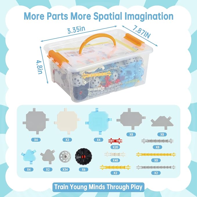160PCS STEM Building Toys 360° Connectors for Kids 3-12 | Engineering Building Kit, Creative Play Set, Educational Gift, Eerector Set,Construction Toys for Kids, Interlocking Blocks