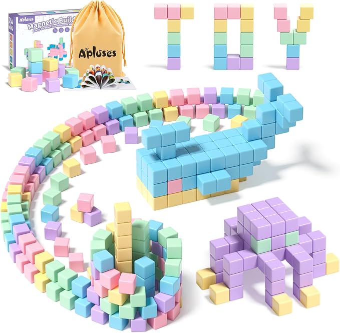 Apluses 32pcs Magnetic Blocks Building Cubes for Kids, Classroom Must Haves Creative Learning Kids Gifts, Preschool Montessori Sensory Autism Magnet Toys for Boys and Girls Ages 3 4 5 6