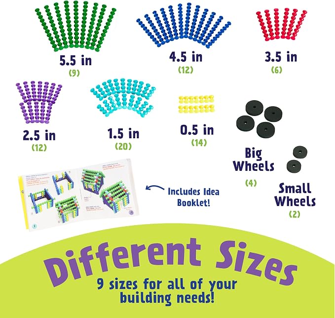 POPULAR PLAYTHINGS Playstix, Starter Set 80 Piece, Building Sticks Kit | for Kids Ages 4 and Up, Construction Stem Building Toy Gift, for Boys & Girls, for Kids