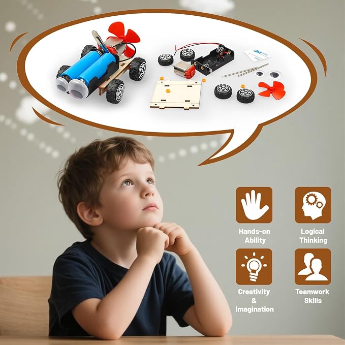 STEM Science Kits for Kids Age 8-12, 6 Set Wind-Powered Cars Building Kit | Science Experiments 6-8 8-10, Wood Crafts for Boys Girls STEM Toys, School Classroom Return Gifts for 8 9 10 12 13 Year Old